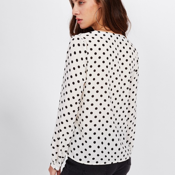 Polka Dot Lace Up Ruffle Blouse - BRAND NEW - Picture 4 of 4